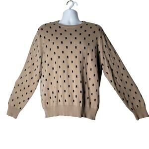 Superbrand Surfboards Sweater‎ Tan Black Geometric Knit Crewneck Size L